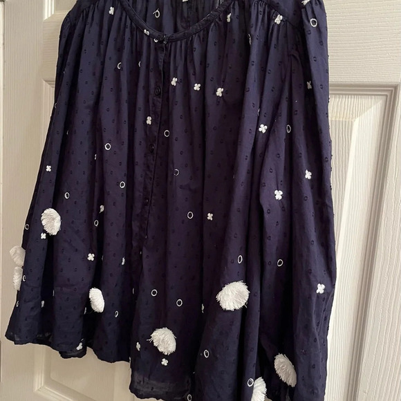 CROWN & IVY~ NAVY BLOUSE~DIMENSIONAL~XL - Picture 6 of 10